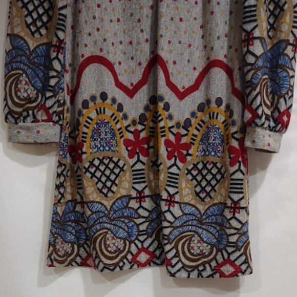 ARYEH KNIT BOHO VINTAGE HIPPIE PEASANT DRESS FESTIVE HOLIDAY SCOOP NECK, SIZE L - Picture 3 of 16